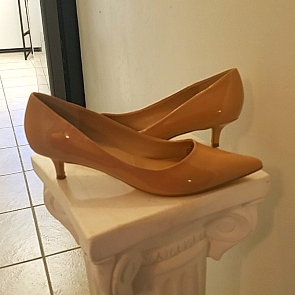 CHARLES By Charles Davids called New Nude Patent Kitten heel